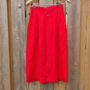 Vintage Red Skirt Women's size XXS Lined Off Set button